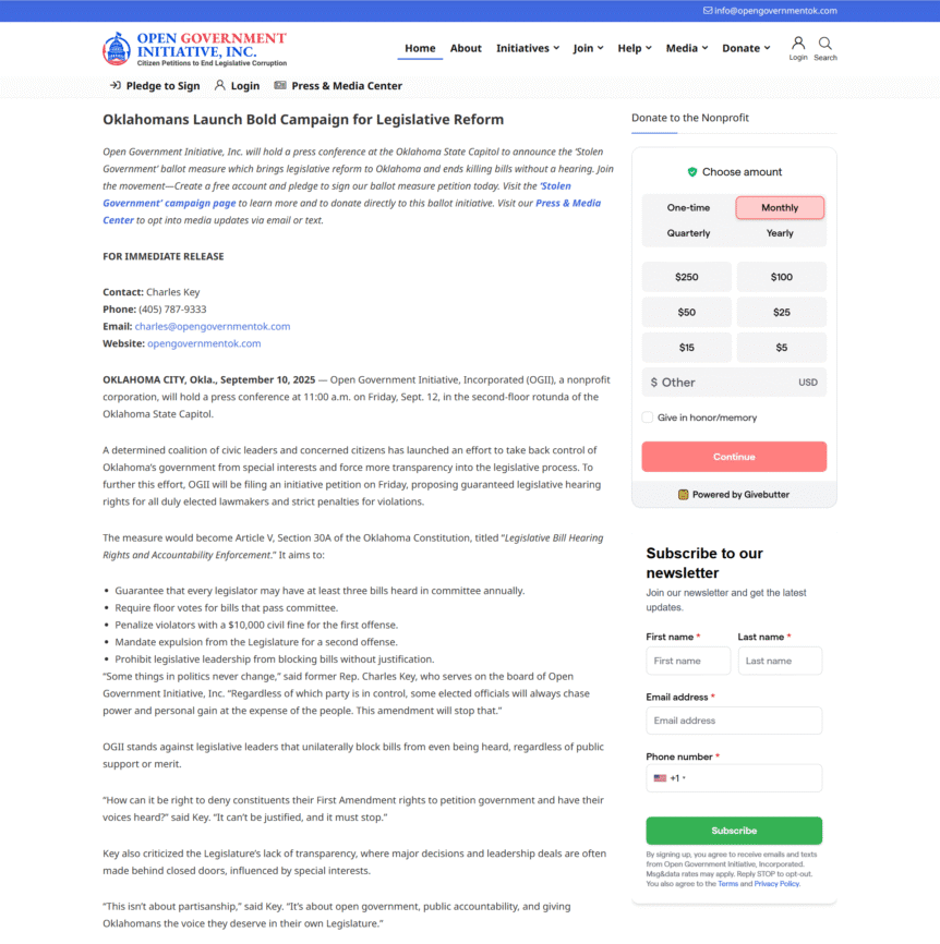 Oklahomans Launch Bold Campaign